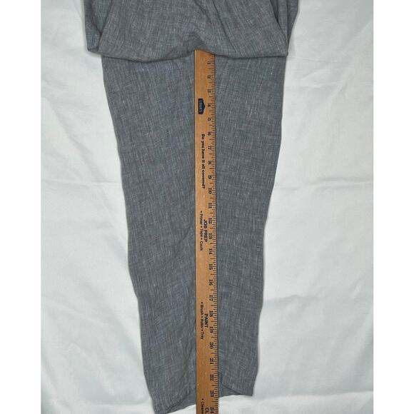 Eileen Fisher size L pants 100% organic linen gray pull-on cropped pockets - Picture 4 of 8